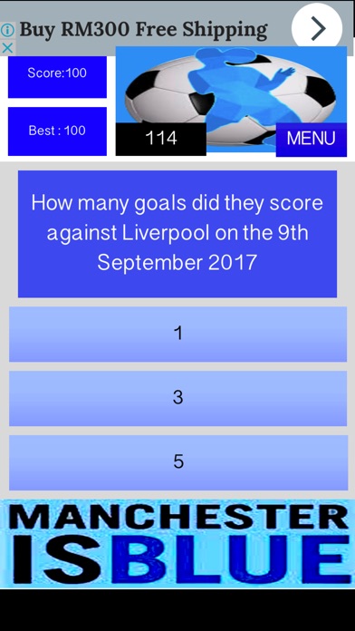 Unofficial Man City FC Quiz screenshot 3