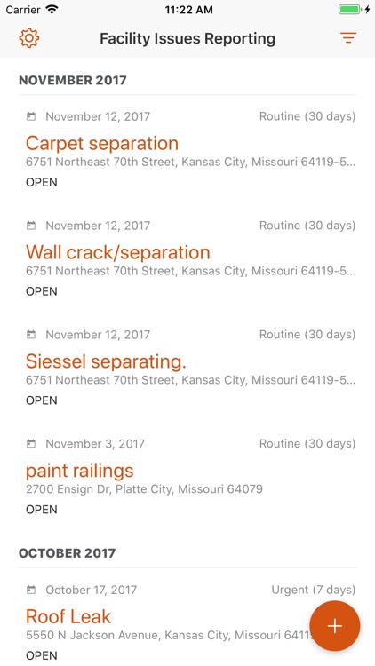 Facility Issue Reporting