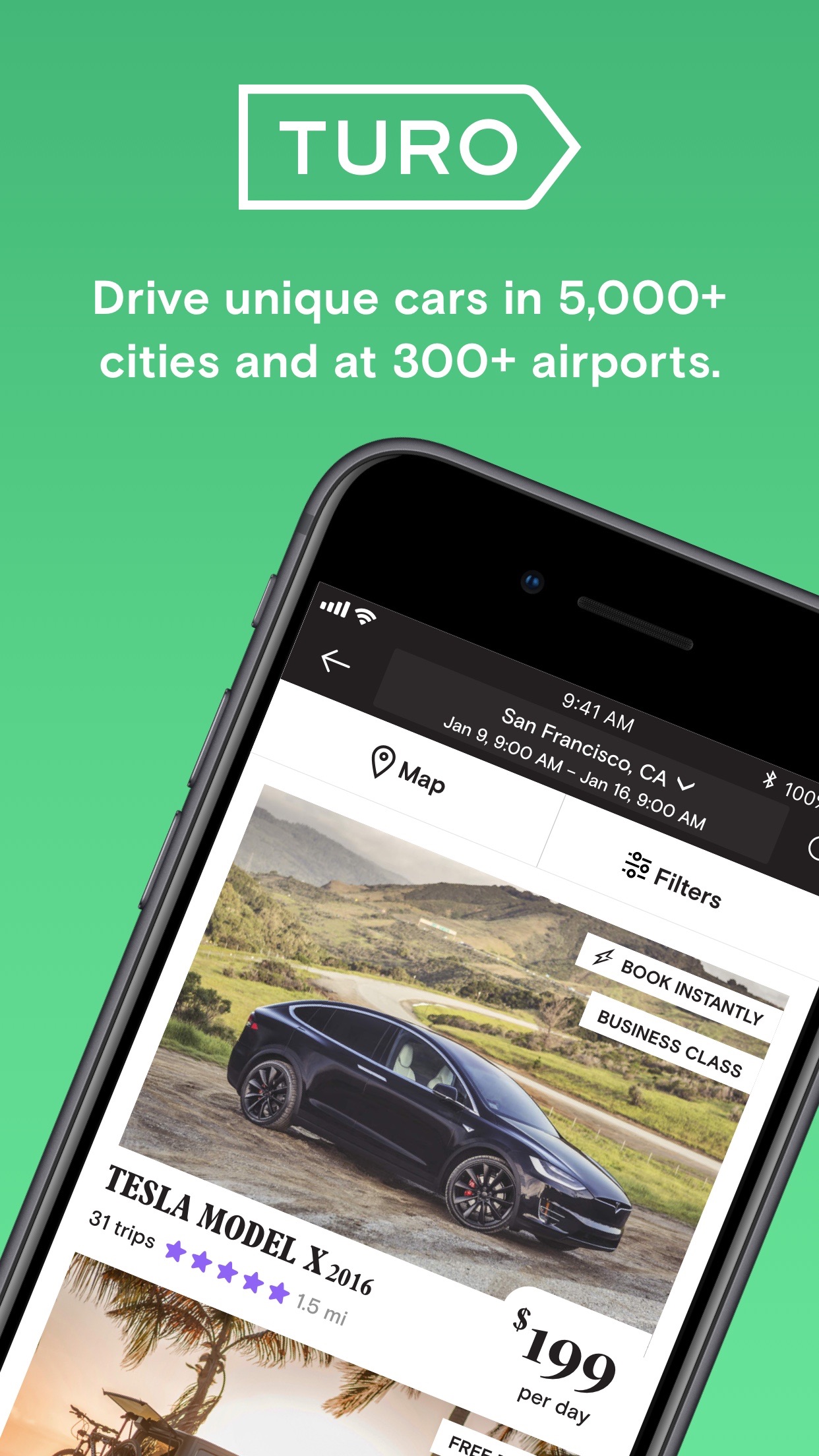 Screenshot do app Turo - Better Than Car Rental