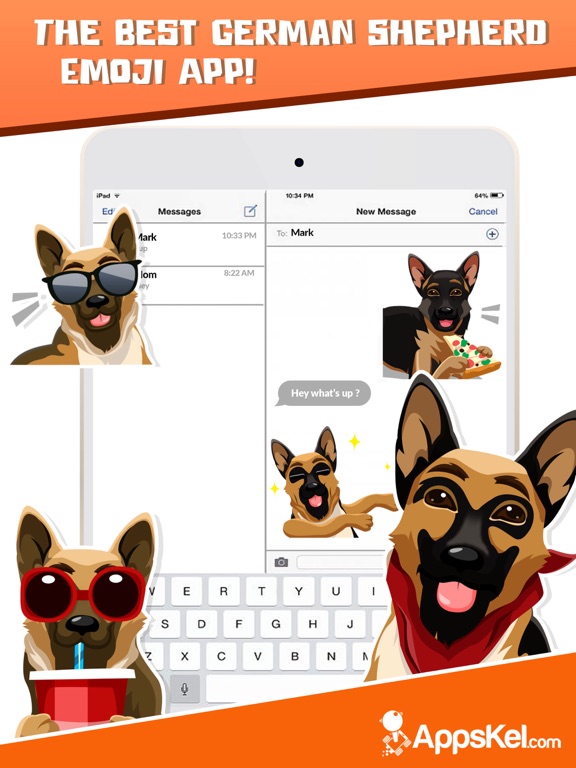 German Shepherd Emoji Sticker iPad screenshot 1 - Utilities app