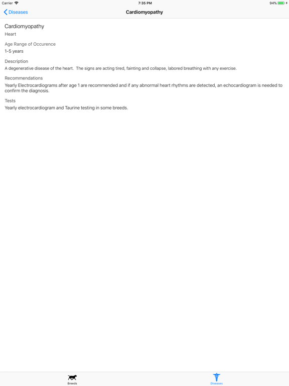 Breed Health for Dogs iPad screenshot 4 - Reference app