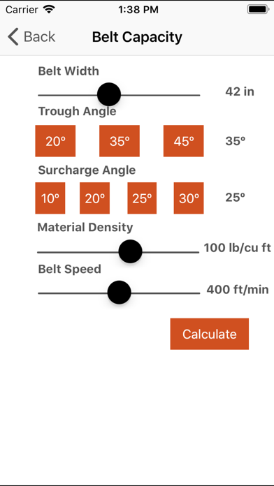 ConveyCalc iPhone screenshot 4 - Reference app