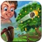Play real physics-based mango strike game with hungry cute jungle kid, where he is trying to hit the mangoes on a tree with his catapult
