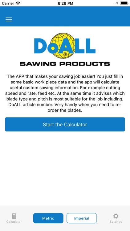 DoALL band saw calculator