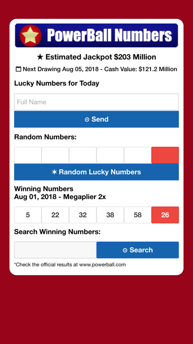 Screenshot #1 pour Powerball Lucky Numbers