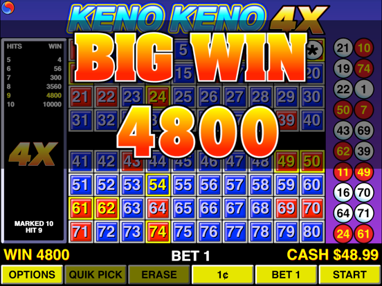 Screenshot #1 for Keno Keno 4X