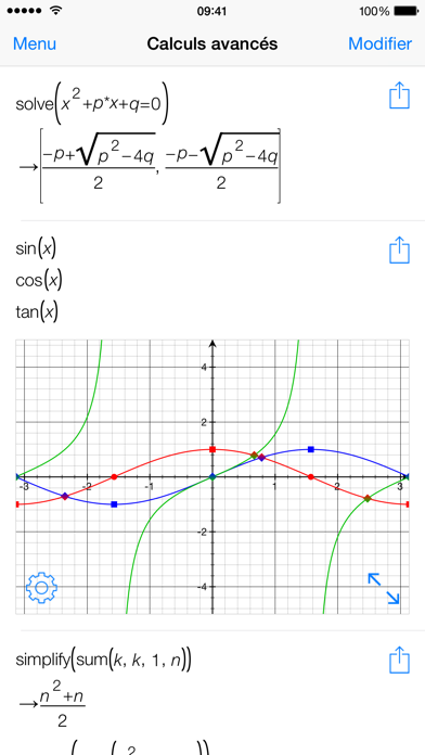 Screenshot #1 pour Mathématiques avec PocketCAS