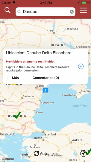 Captura de pantalla de DroneMate en iPhone 4