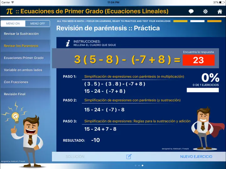 Captura de pantalla de Ecuación De 1º Grado : Ax+b=c en iPhone 3