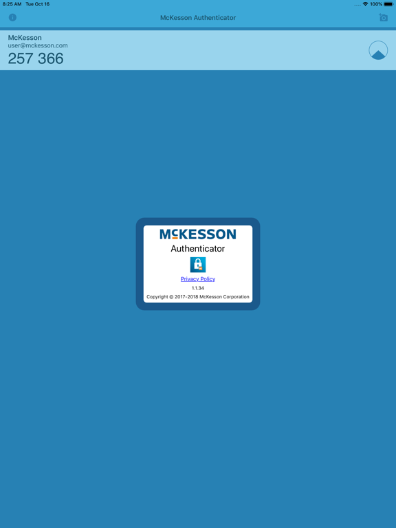 McKesson Authenticator iPad screenshot 1 - Utilities app
