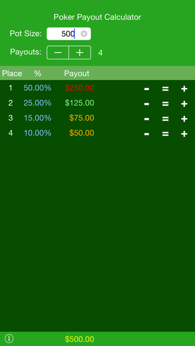 Poker Payout Calc Screenshot