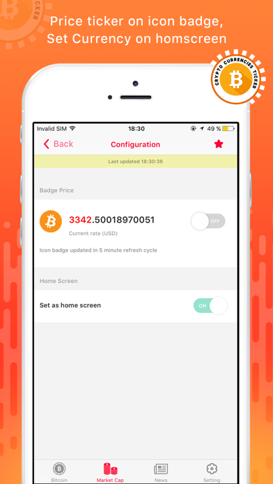 Crypto Currency Ticker for Bitcoin Ethereum IOTA App 