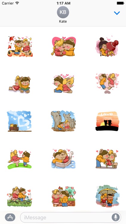 Cute Couple Bear Kiss and Love