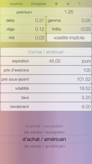 Screenshot #1 pour Options Lt - calculateur