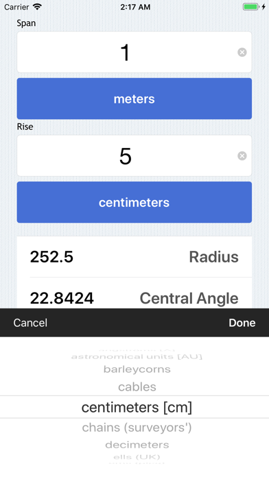 Radius Calculator Screenshot