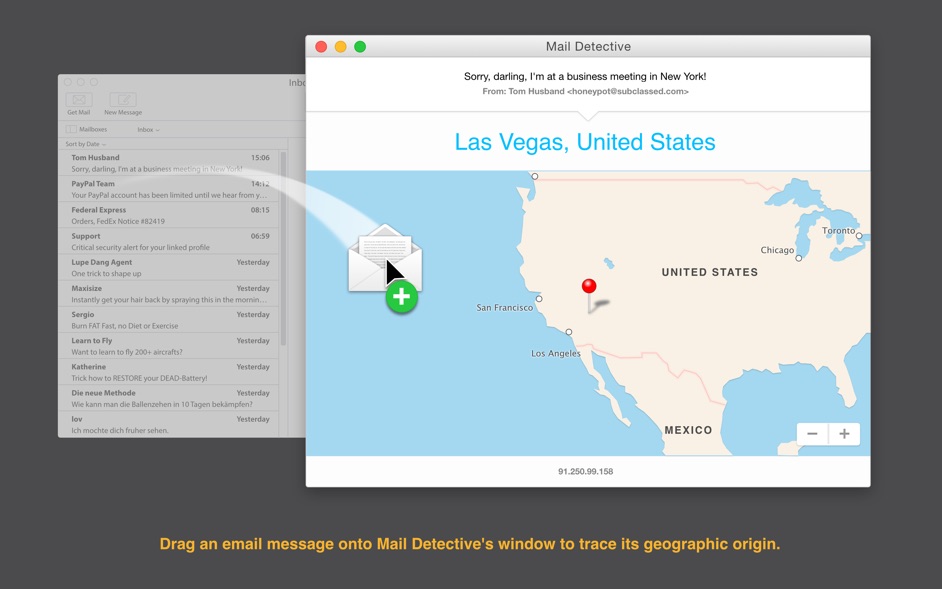 Mail Detective 1.3 Detect scam email by tracing their geographic origin