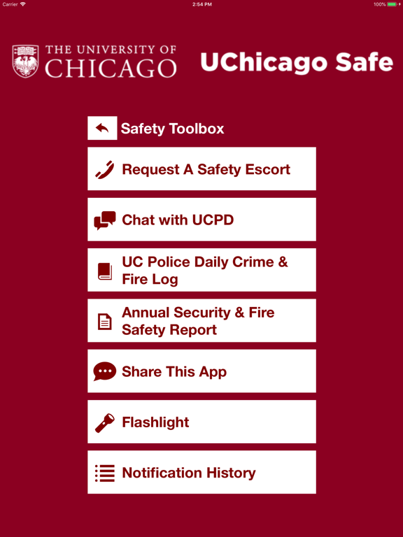 UChicago Safe iPad screenshot