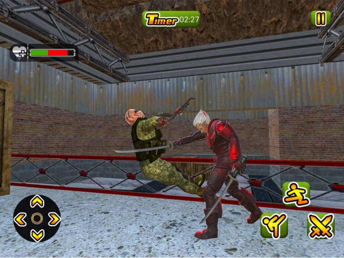 忍者のヒーローの戦い対悪い人