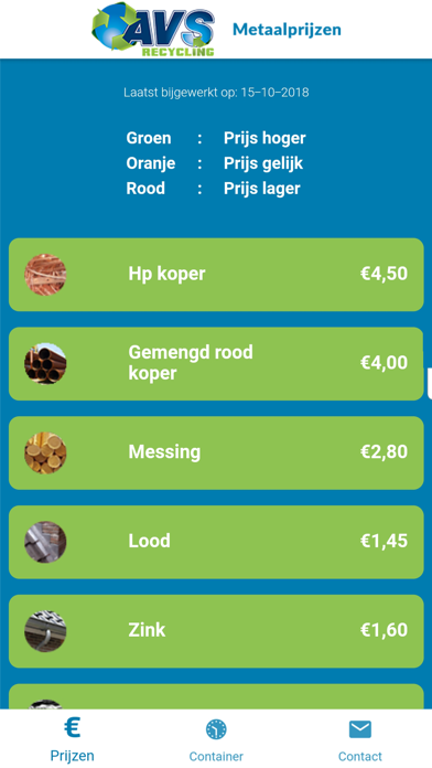 AVS Recycling - Metaalprijzen screenshot 2