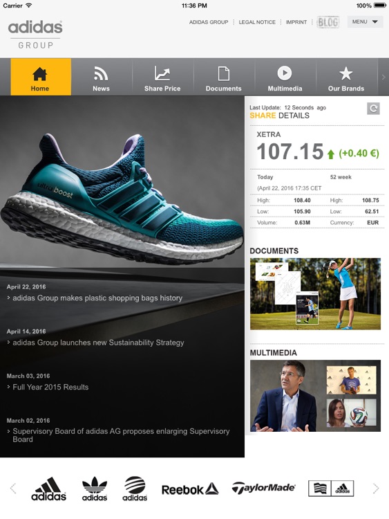 adidas Investor Relations iPad