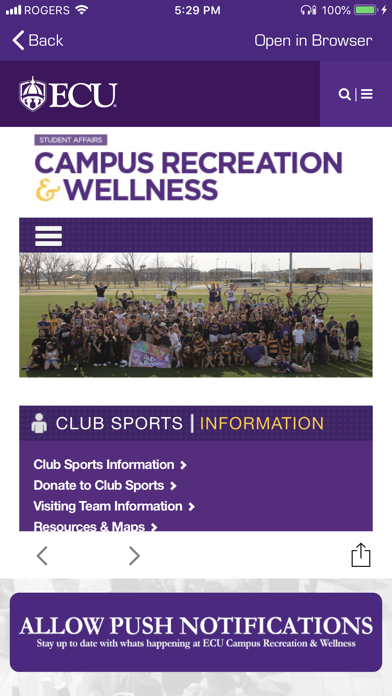 ECU Rec and Wellness Screenshot