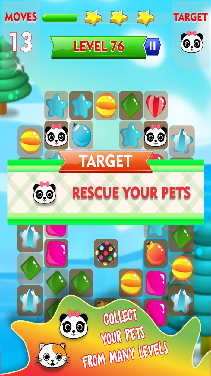 Candies Match 3 Rescue Pets
