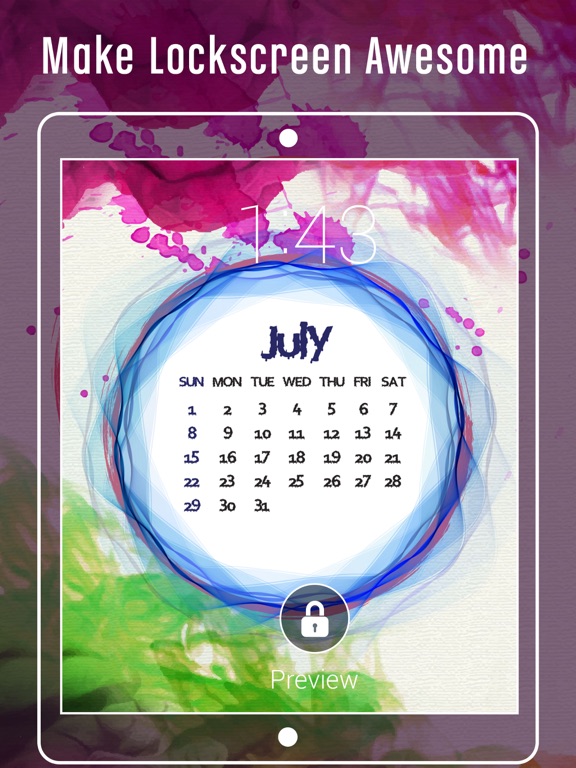 Lock screen Calendar Themes iPad screenshot 3 - Shopping app