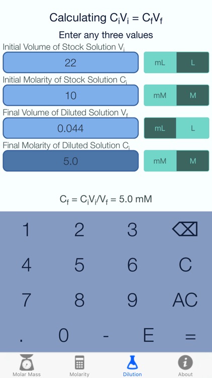 Molar Mass Molarity Calc