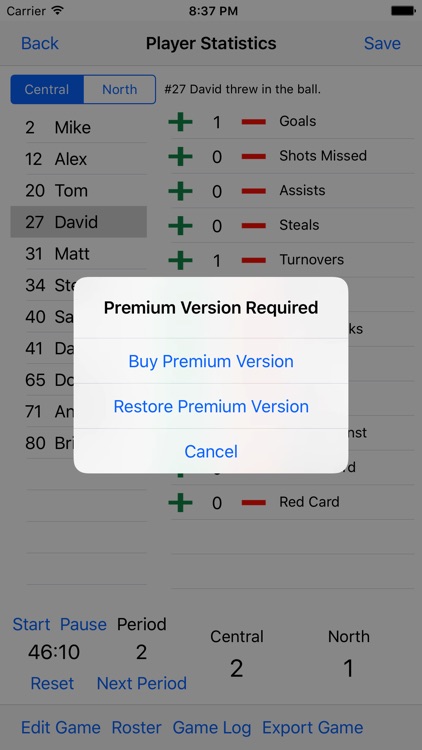 Soccer Stats Recorder
