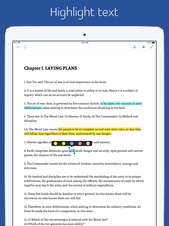 The Art of War -sync audiobook iPad screenshot 6 - Reference app
