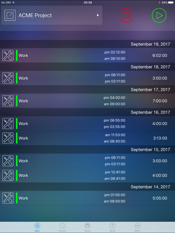 Live Time - Time Tracker iPad screenshot 1 - Finance app