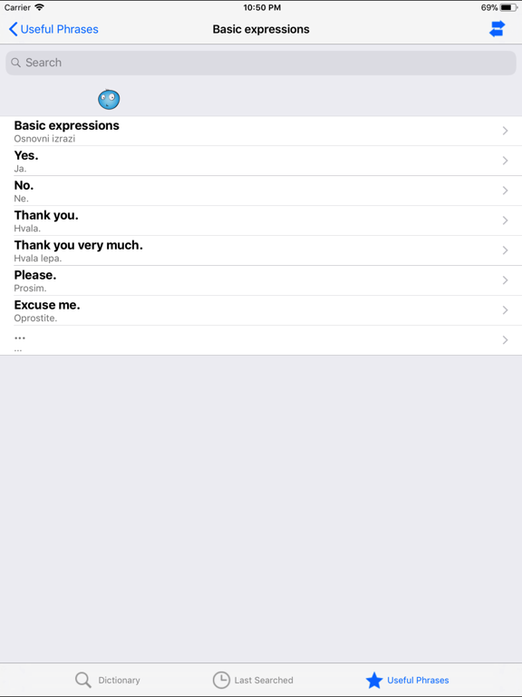 Eng-Slo dictionary iPad screenshot