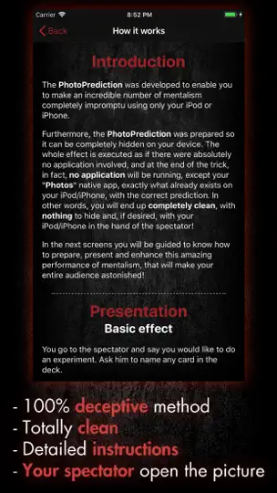 Captura de pantalla de PhotoPrediction (Magic Trick) en iPhone 2