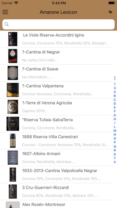 Amarone wine database screenshot 2