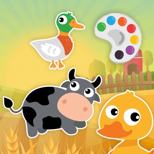 Cute Farm with Animals Coloring Pages app icon