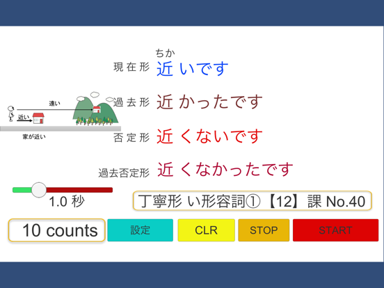 日本語形容詞活用（現在・過去・否定・過去否定）みんなの日本語 iPad screenshot
