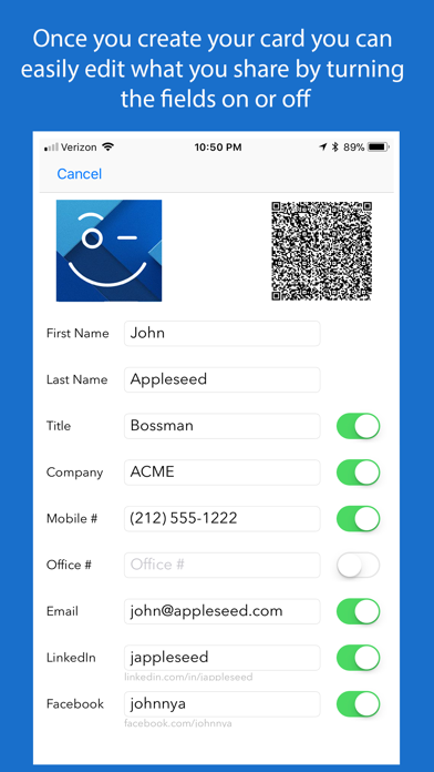 Screenshot #2 pour DEETS: QR Code Contact Card