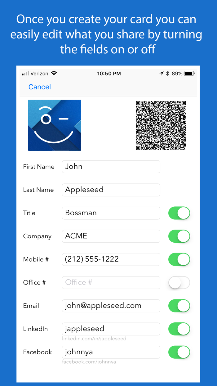 DEETS QR Code Contact Card