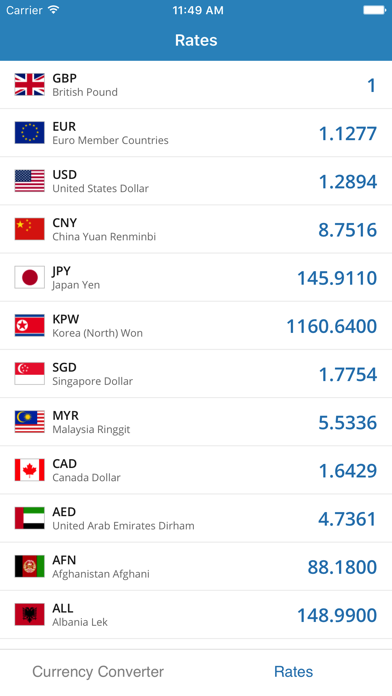 Screenshot #1 pour British Pound Based Currency Converter