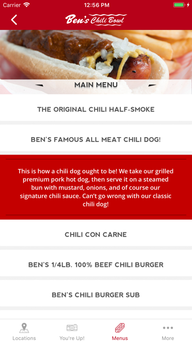 Ben's Chili Bowl iPhone screenshot 5 - Entertainment app