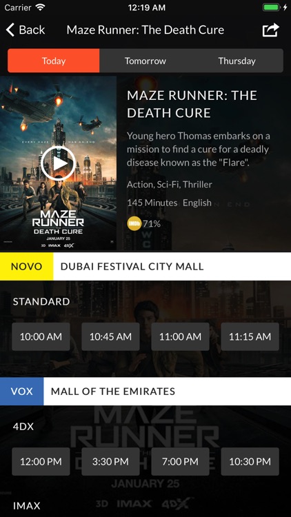 Cinema Showtimes UAE