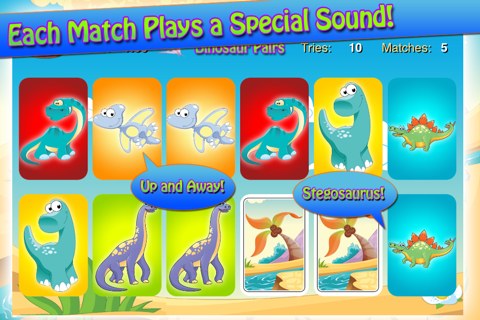 Dinosaur Pairs Card Match Game screenshot 3