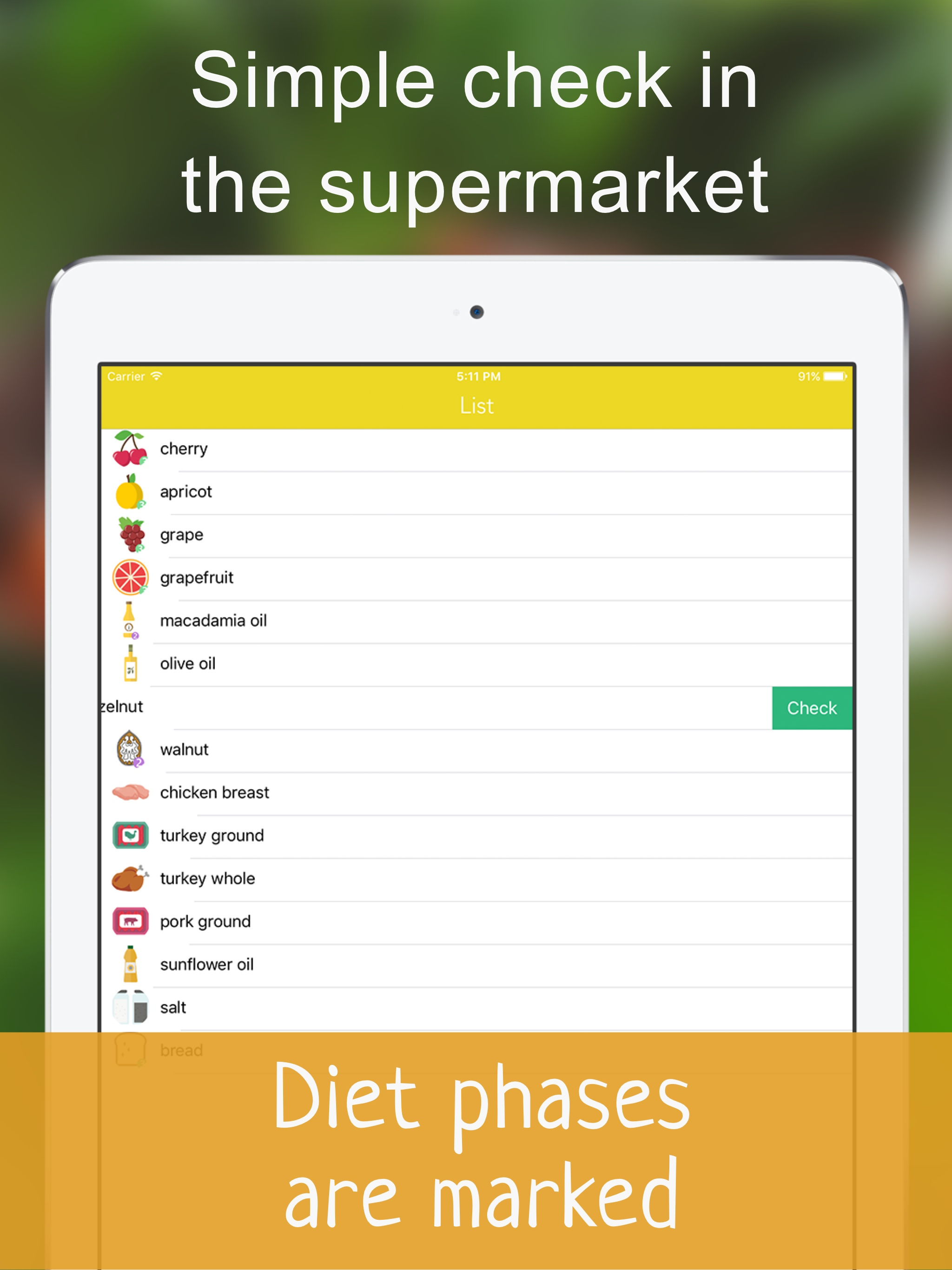 Adkins app Diet shopping list Food checker planner