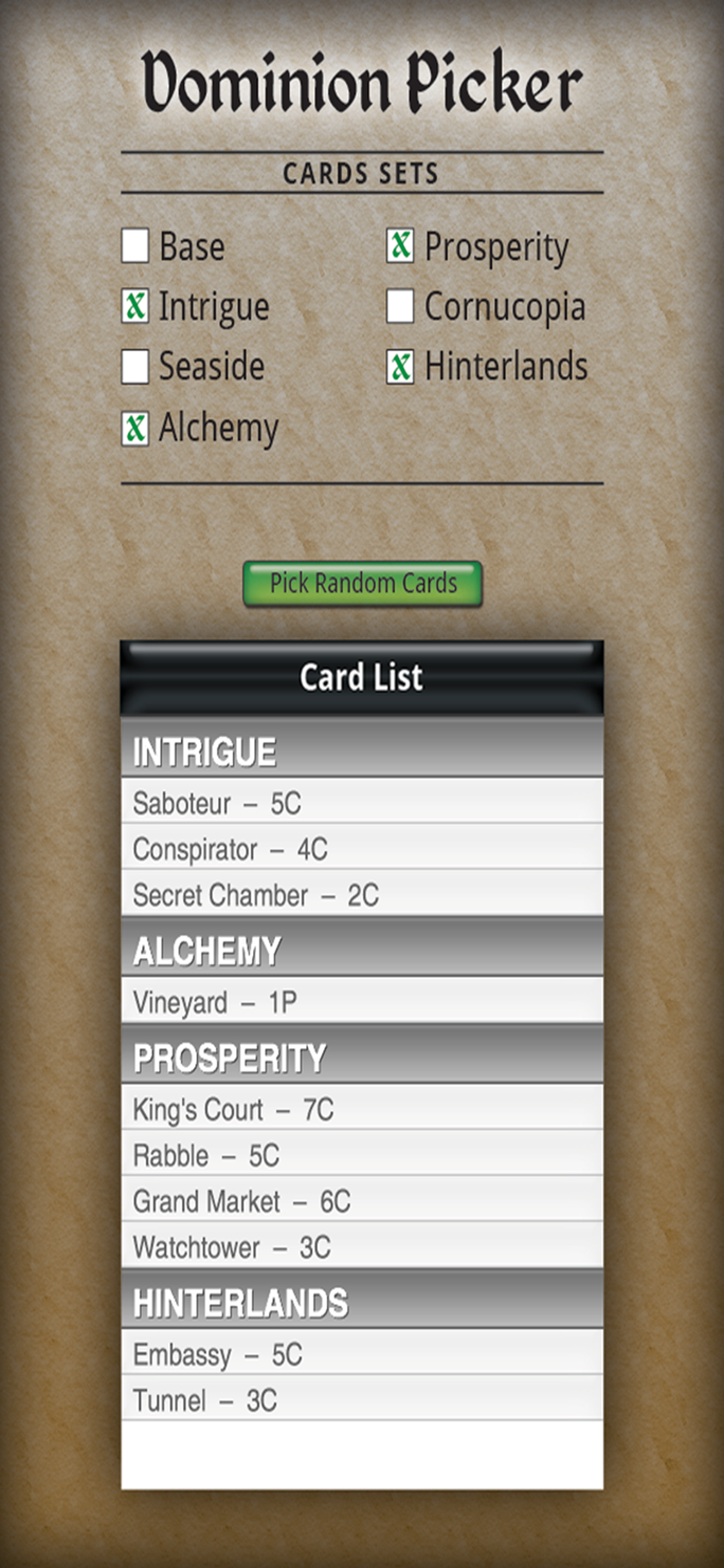 Dominion Card Picker screenshot 3