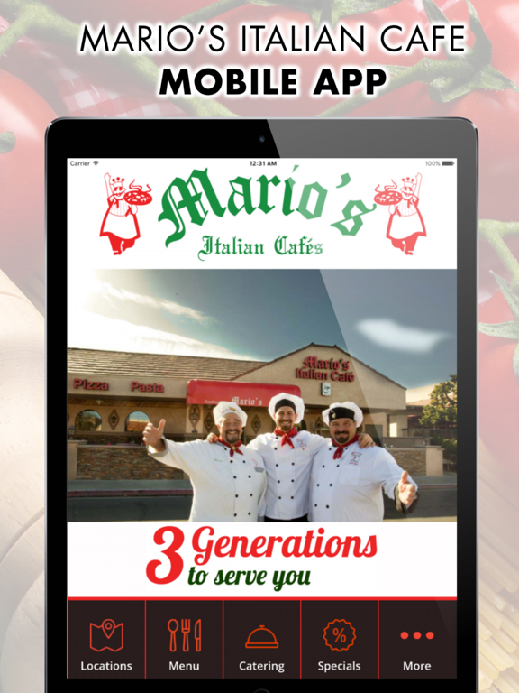 Mario's Italian Cafe iPad screenshot 1 - Food & Drink app