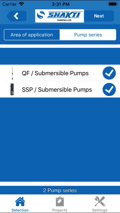 Shakti Pump Selector