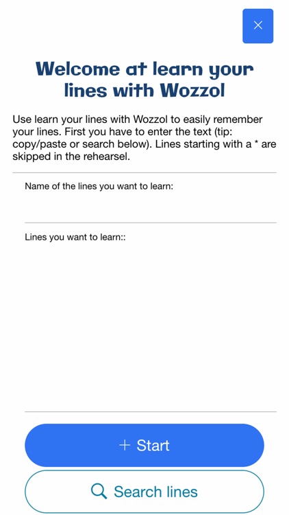 Learn your lines with Wozzol