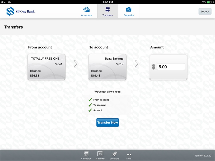 SB One Bank Mobile for iPad screenshot-3