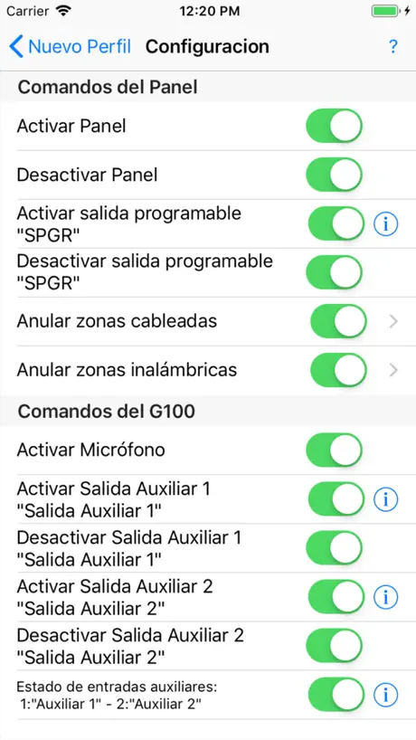 G100 Alarma