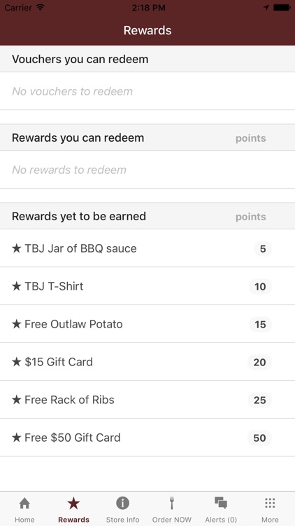 Texas Bar-B-Q Joint Rewards